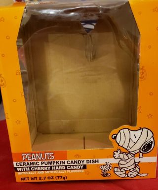 Peanuts Snoopy Ceramic Halloween Pumpkin Candy Dish & bonus Joe Cool 2