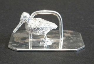 Antique Novelty Silver Menu / Place Card Holder - Game Bird / Snipe