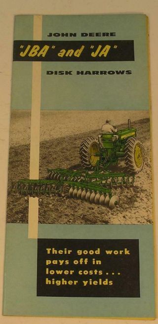 1958 John Deere Jba And Ja Disk Harrows Brochure Farm Equipment Machinery