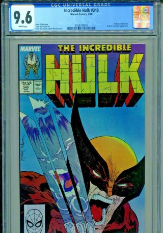 Incredible Hulk 340 Cgc Graded 9.  6 Nm,  White Pages Mcfarlane Marvel Comics 1988