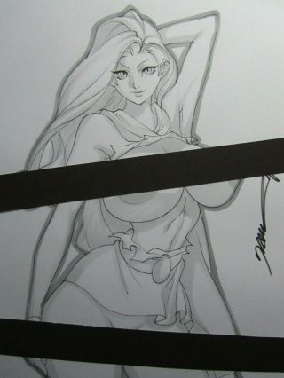 Supergirl Girl Sexy Busty Sketch Pinup - Daikon Art