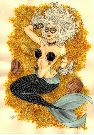 Black Cat Mermaid Sexy Color Pinup Art - Comic Page By Taisa Gomes