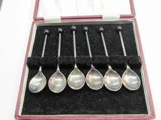 Set Of 6 Silver Coffee Bean Spoons - Hallmarked