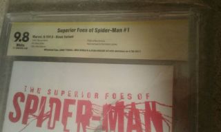 Superior Foes of Spider Man 1 cbcs 9.  8 sketch off black cat gwen stacy mj 2