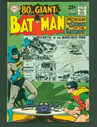 Batman 203 Vg Dc 80 Page Giant Secrets Of The Bat Cave Dc Comics 1968