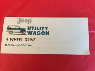 1959 Jeep " Utility Wagon " Truck Car Dealer Sales Brochure