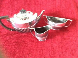 Art Deco William Hutton & Sons Silver Plated Epns Tea Set Teapot Jug Sugar Bowl