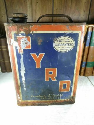 Pyro Anti - Freeze Can 1927 Rare Antique Gallon Tin Us Industrial Alcohol Co.