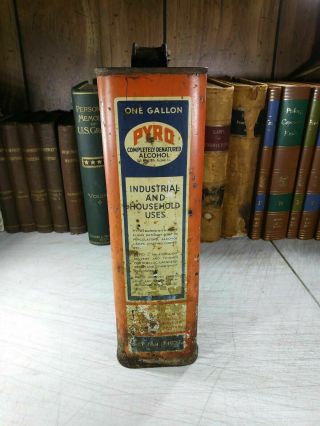 Pyro Anti - freeze Can 1927 Rare Antique Gallon Tin US Industrial Alcohol Co. 2