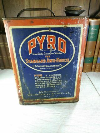 Pyro Anti - freeze Can 1927 Rare Antique Gallon Tin US Industrial Alcohol Co. 3