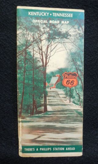 1941 Vintage Phillips 66 Kentucky Tennessee Map