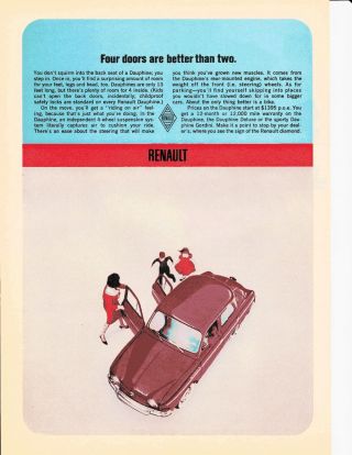 1962 Renault Dauphine Vintage Print Ad