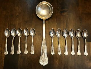 Arg.  800 11 Spoons & 1 Large Serving Spoon Vintage Italian Silverware