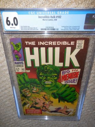 1968 Marvel The Incredible Hulk 102 CGC 6.  0 2