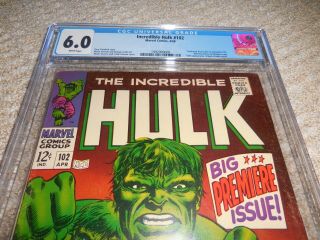 1968 Marvel The Incredible Hulk 102 CGC 6.  0 3