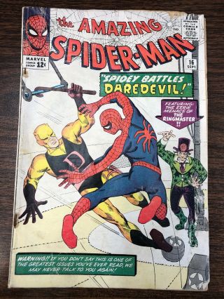 The Spider - Man 16 1st Daredevil X - Over Marvel 1964 Affordable