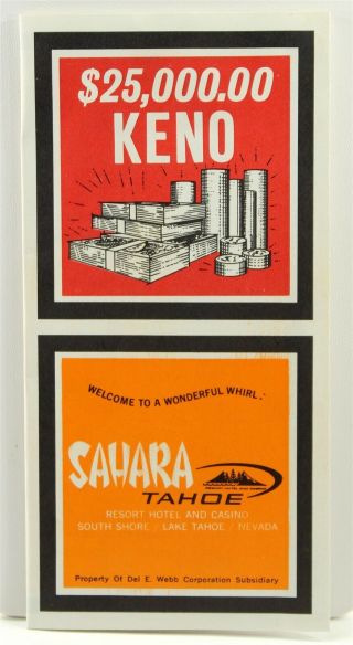 Sahara Tahoe Resort Hotel And Casino,  Vintage Keno Brochure