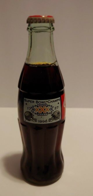 Coke Coca - Cola 8oz Bottle 1996 Bowl Xxx 1996 Dallas Cowboys Pittsburgh Ste