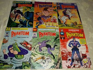 6 Harvey Hits The Phantom Comic Books,  Silver Age,  1958 - 1961