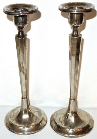 Set Of (2) Wagner Sterling Silver 8.  5 " Candlesticks Candleholders 394g Weighted