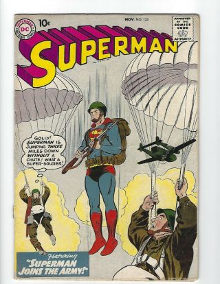 Superman 133 - Vg (q) - War Cover - D.  C.  1959 - 63 Off O.  P.  G.  B.  I.  N.
