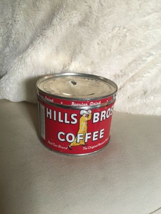 Vintage Hills Bros,  Coffee Tin 1/2 Lb.  Can Key Wind