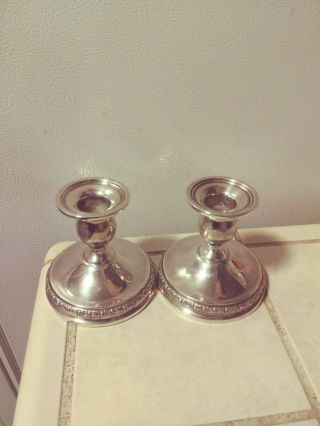 2 Sterling Silver Weighted Candlesticks Holders International Sterling Prelude