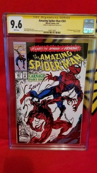 The Spider - Man 361 (apr 1992,  Marvel) Signed Mark Bagley 9.  6