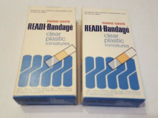 Vintage Full Bandage Boxes - Parke Davis Readi - Bandages - Bathroom Decor