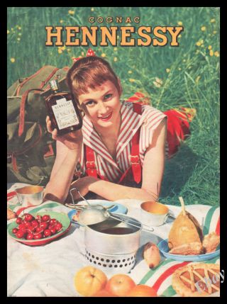 1954 Cognac Hennessy Bottle Advert Print Ad - Z1