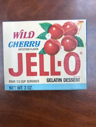 Vintage Jell - O Wild Cherry Full Box Old Store Gelatin Dessert