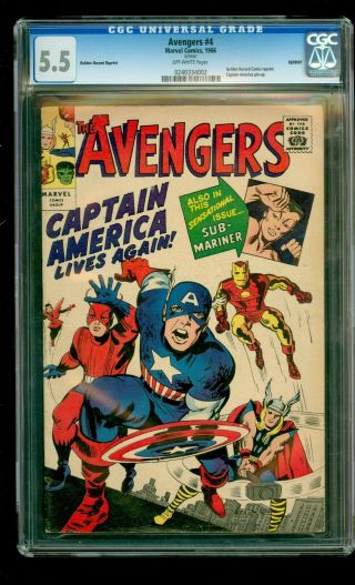 Marvel Avengers 4 1966 Cgc 1st Sa Captain America Golden Record Reprint