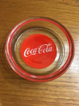 Coca Cola Glass Ash Tray Coke Button Logo