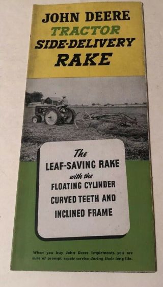 1941 John Deere Tractor Side Delivery Rake Brochure