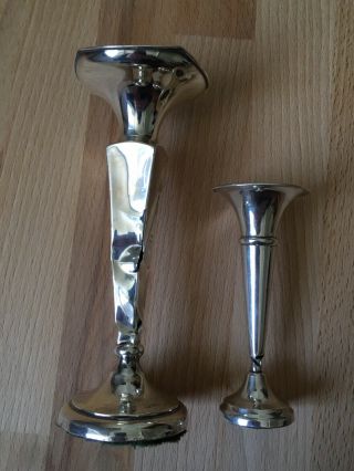 Two Vintage Solid Sterling Silver Posy Bud Vases - Repair Or Scrap 88g Antique 4