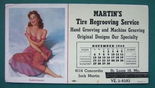 Ink Blotter 1960 - Pin - Up Double Exposure,  Ad Tire Regrooving Service