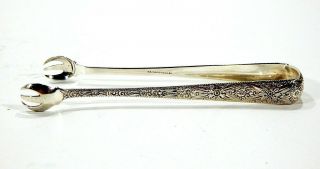 Vintage Sterling J.  E.  Caldwell & Co Claw Foot Sugar Tongs Floral Repousee