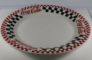 Gibson Coca - Cola Diner China 10.  5 " Dinner Plate Red Black Checkered Coke