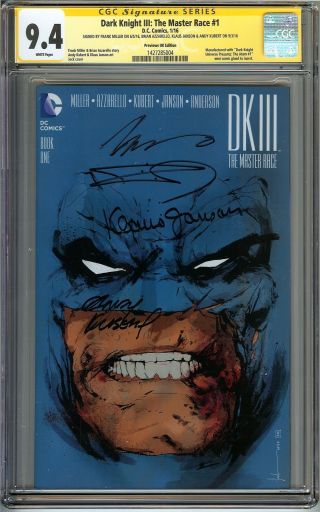 Dark Knight Iii The Master Race 1 Cgc 9.  4 Ss 4x Frank Miller Previews Uk Edition