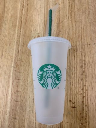 Starbucks Reusable Venti 24oz Frosted Iced Cold Cup W/ Lid & Straw