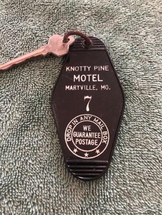Vintage Knotty Pine Motel Maryville Missouri Room Key