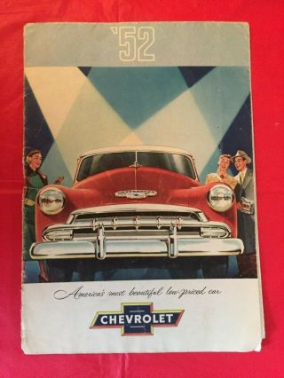 1952 Chevrolet " Styleline Fleetline Bel - Air " Car Dealer Sales Brochure