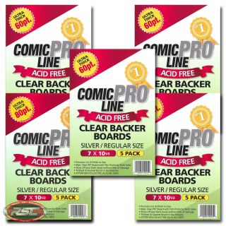 25 - Comic Pro Line Silver / Regular 60pt Clear Pet Backer Boards 7 " X 10 - 1/2 "
