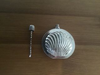 Ari D Norman 925 Sterling Silver Round Sea Shell Perfume Bottle