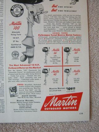 Vintage 1950 Martin 100 Outboard Motors Next Year ' s Fun Today ' s Prices Print Ad 3