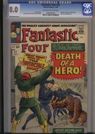 Fantastic Four 32 Cgc 8.  0 Classic Jack Kirby Death Of Dr.  Franklin Storm