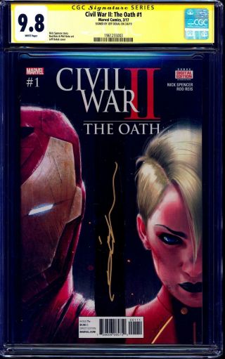 Civil War Ii The Oath 1 Cgc Ss 9.  8 Signed By Jeff Dekal Captain Marvel End Game