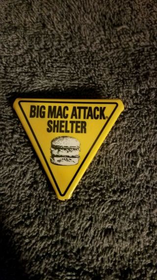 Mcdonalds Big Mac Attack Shelter Vintage Button