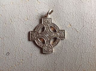 Not Engraved Irish Sterling Silver Fob Medal Hallmarked Dublin Celtic Cross