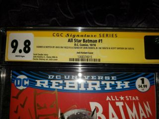All Star Batman 1 CGC 9.  8 SS - SKETCH by Jock & SIGNED by Scott Snyder & JR JR 3